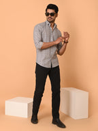 Men's Full Sleeves ZigZag Weave Printed Cotton Shirt