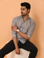 Men's Full Sleeves ZigZag Weave Printed Cotton Shirt