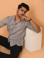 Men's Full Sleeves ZigZag Weave Printed Cotton Shirt