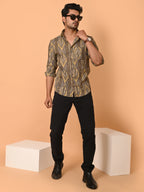 Men's Full Sleeves Ethnic Geometric Printed Cotton Shirt