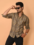 Men's Full Sleeves Ethnic Geometric Printed Cotton Shirt