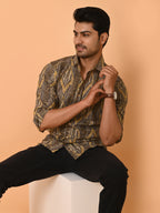 Men's Full Sleeves Ethnic Geometric Printed Cotton Shirt