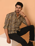 Men's Full Sleeves Ethnic Geometric Printed Cotton Shirt