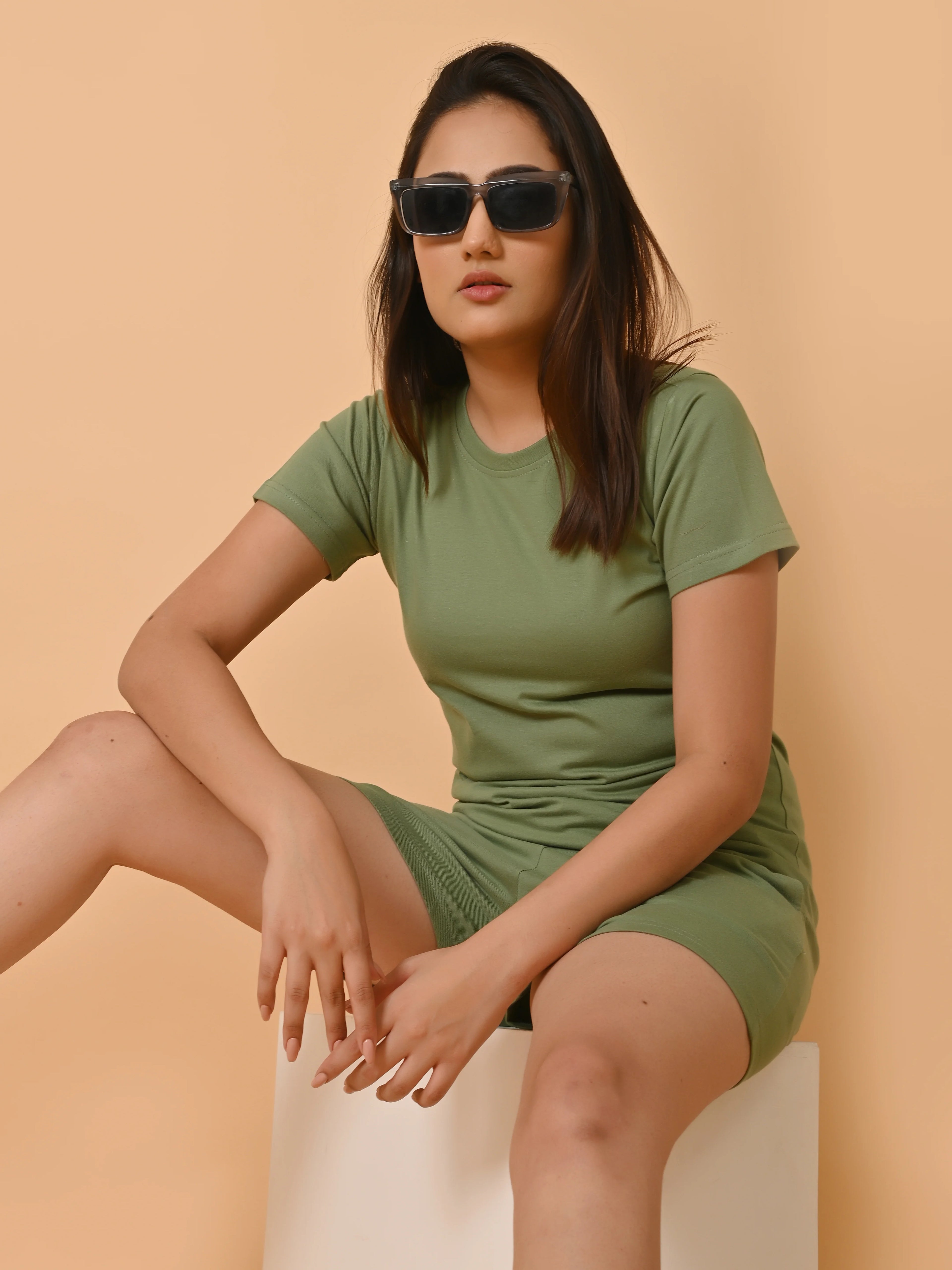 Women's Cotton Warm Green Co-ord Set