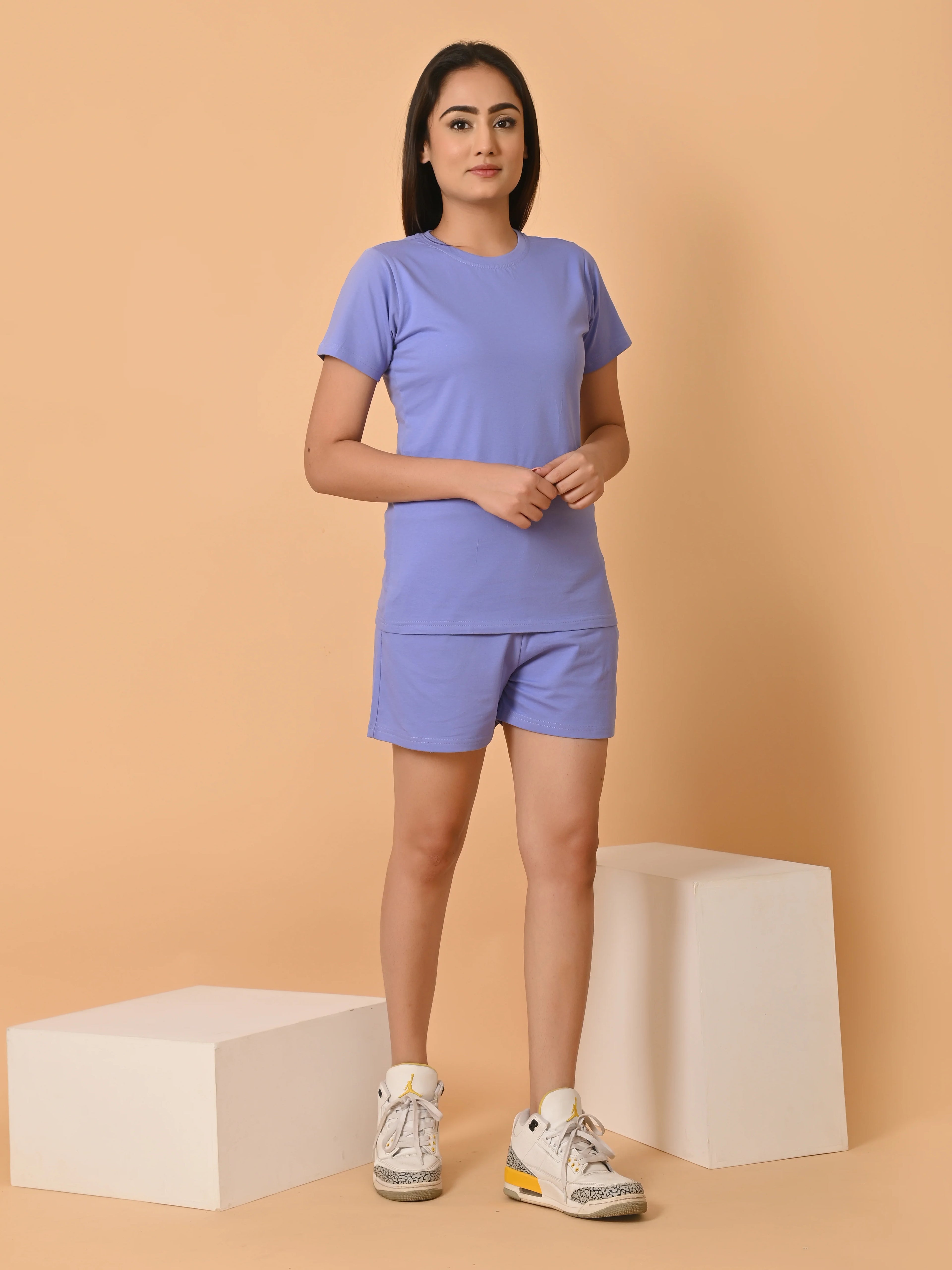 Women's Cotton Lavender Co-ord Set