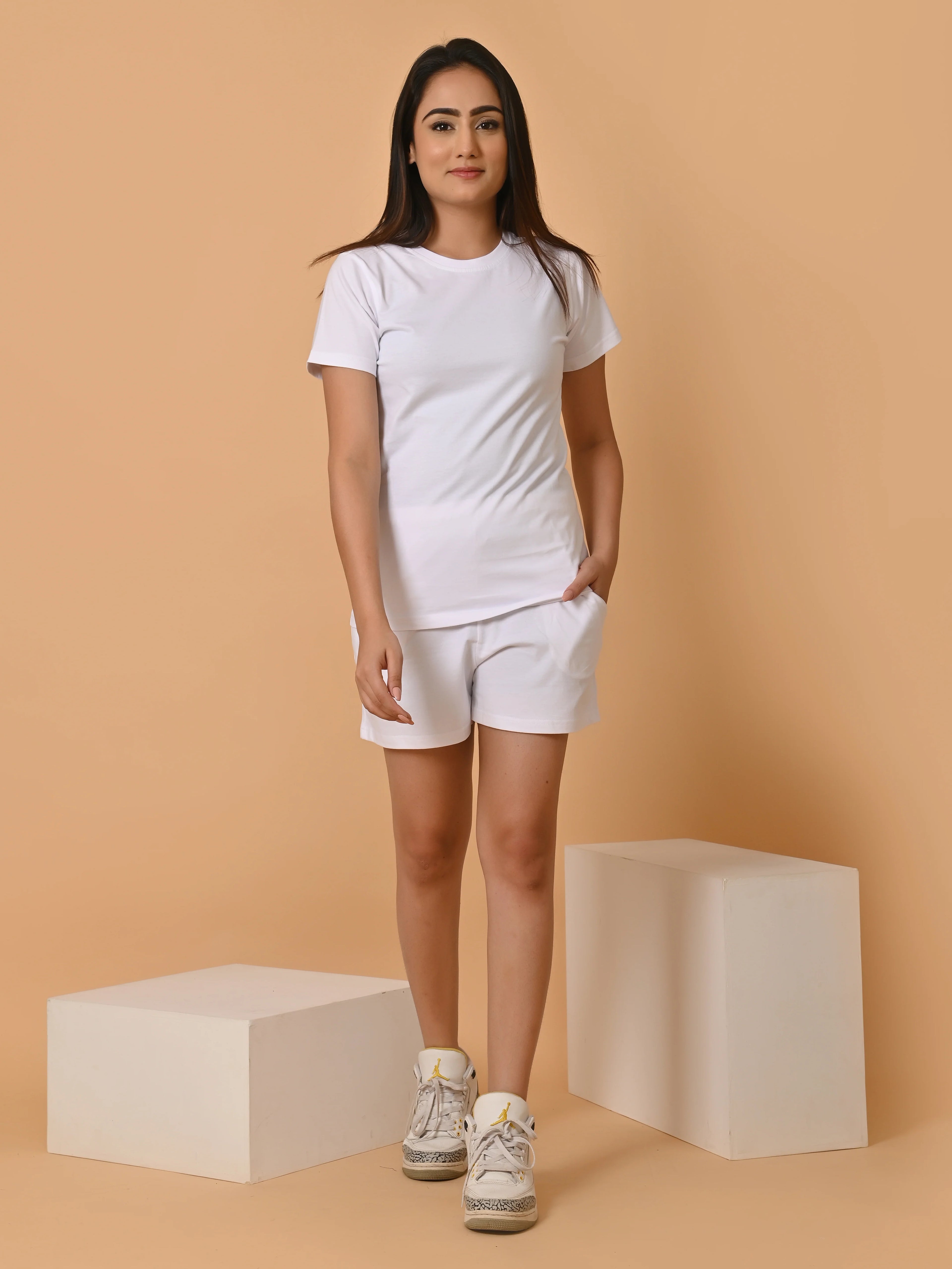Women's Cotton White Co-ord Set