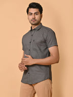 Men's Premium Satin Half Sleeves Monochrome Knot Pattern Printed Shirt