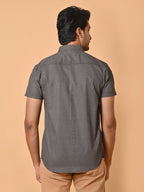 Men's Premium Satin Half Sleeves Monochrome Knot Pattern Printed Shirt