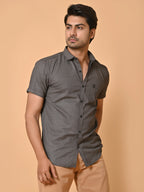 Men's Premium Satin Half Sleeves Monochrome Knot Pattern Printed Shirt