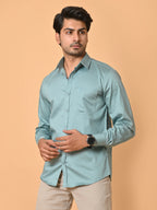 Men's Premium Satin Light Blue Abstract Checks Full Sleeves Printed Shirt