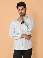Men's Full Sleeves Plain Aqua Grey Giza Cotton Shirt
