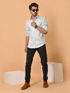 Men's Full Sleeves Plain Aqua Grey Giza Cotton Shirt