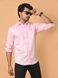 Men's Full Sleeves Plain Light Pink Giza Cotton Shirt