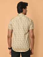 Men's Premium Half Sleeves Monochrome Hexagons Printed Satin Shirt