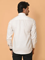 Men's Full Sleeves Plain White Giza Cotton Shirt