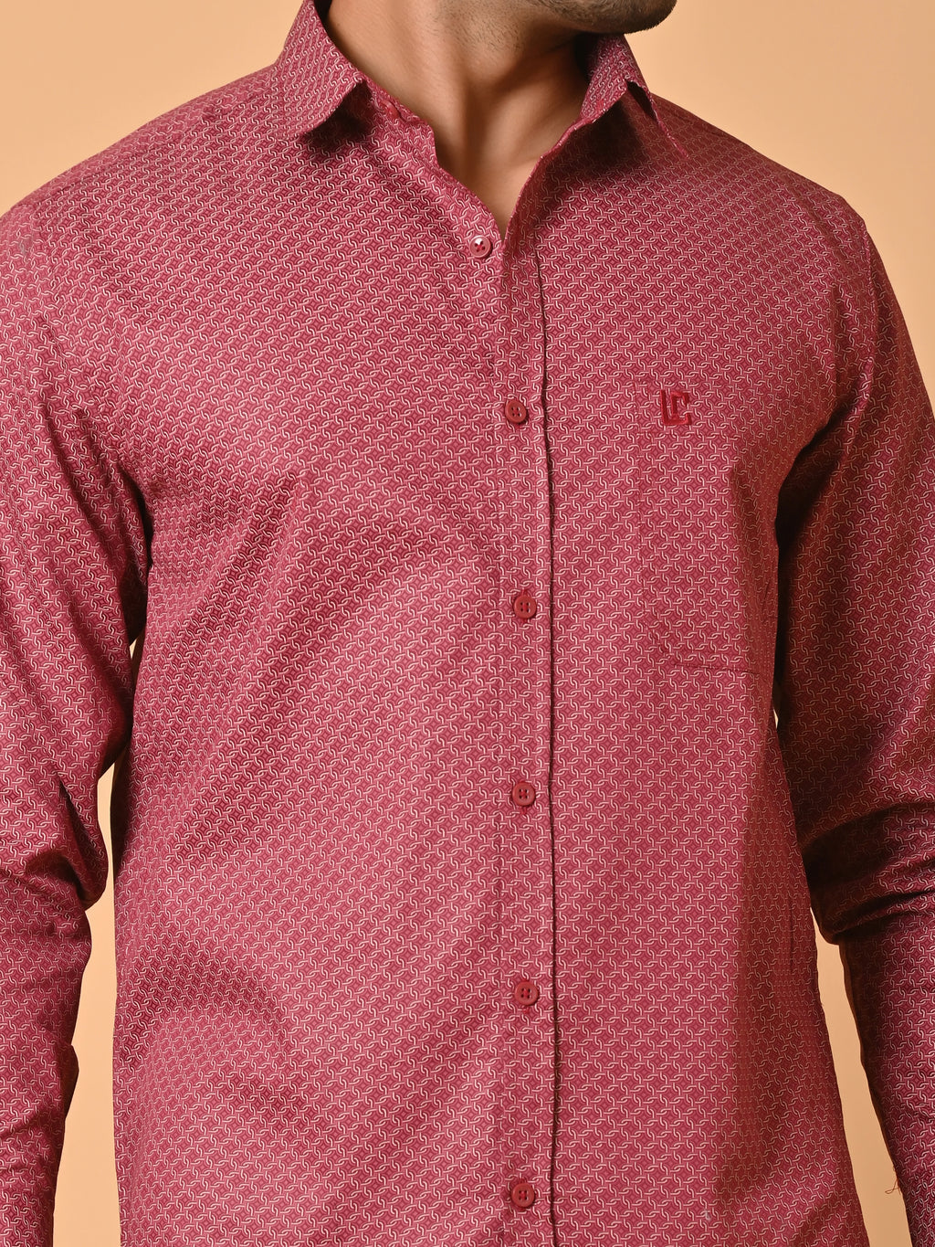 Men's Premium Satin Red Azure Knot Full Sleeves Printed Shirt