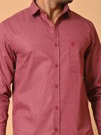 Men's Premium Satin Red Azure Knot Full Sleeves Printed Shirt