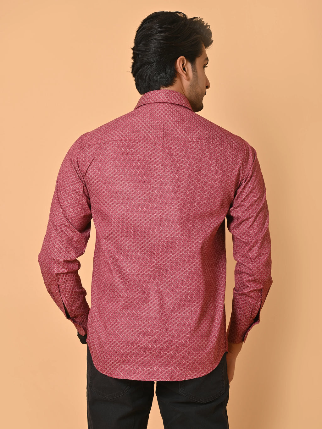 Men's Premium Satin Red Azure Knot Full Sleeves Printed Shirt