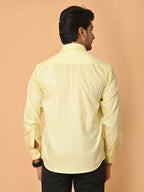 Men's Full Sleeves Plain Yellow Giza Cotton Shirt