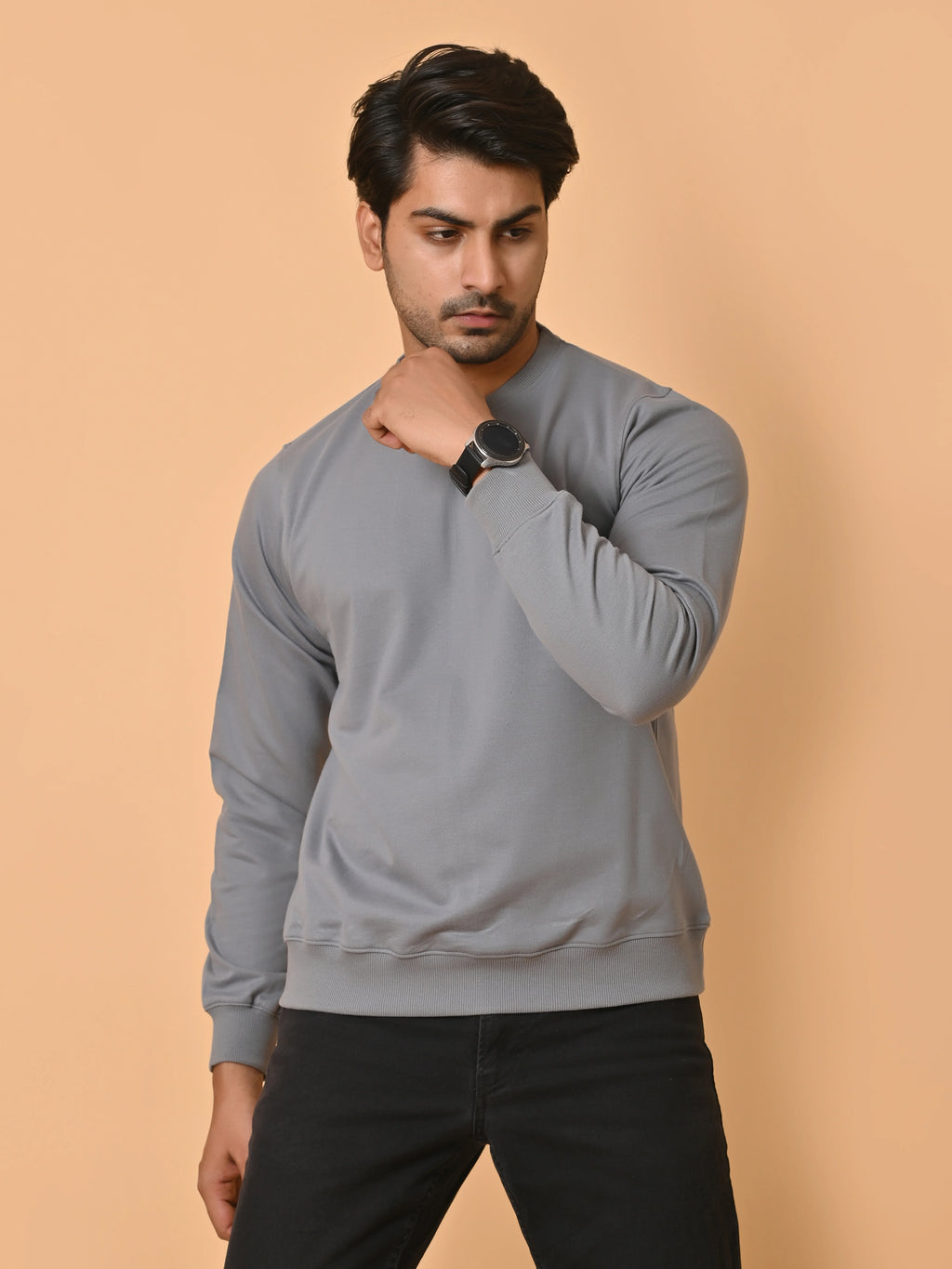 Men's Grey Cotton Terry Sweatshirt