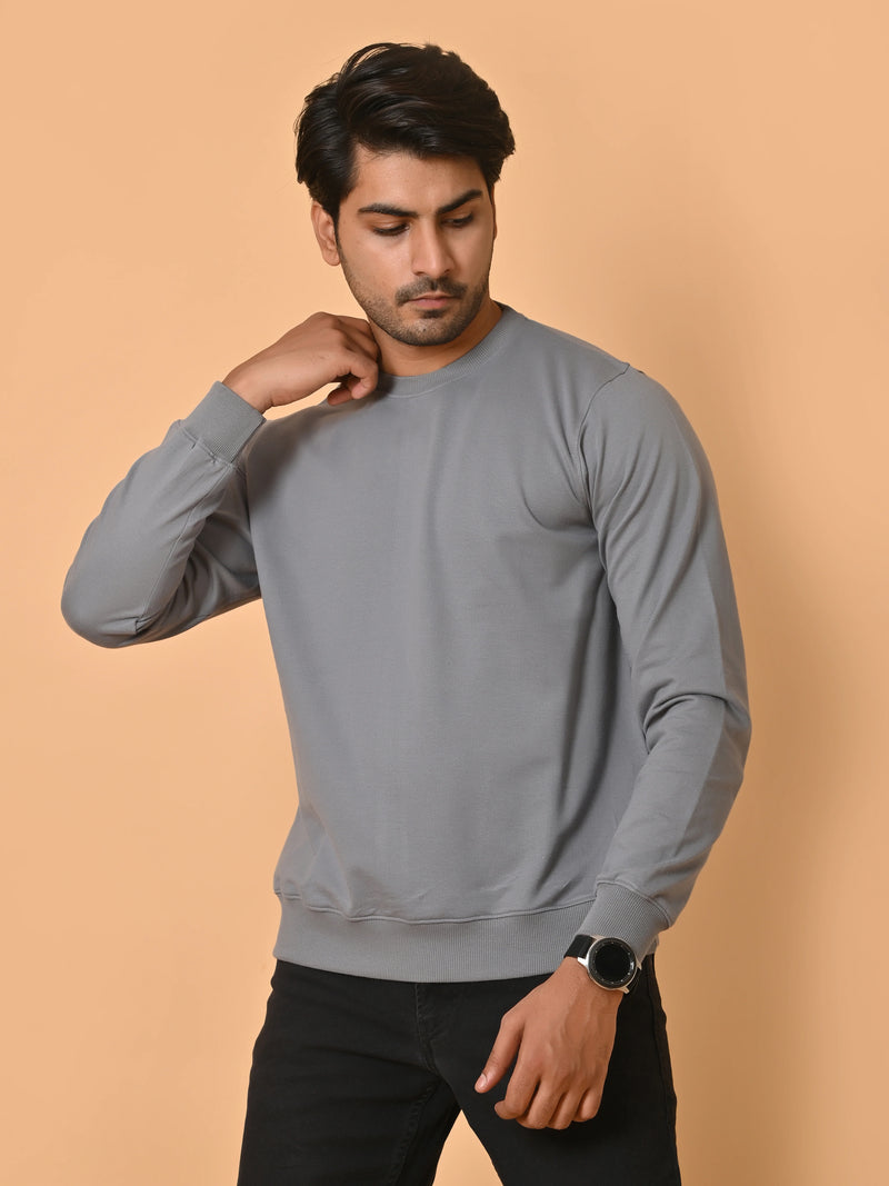 Men's Grey Cotton Terry Sweatshirt
