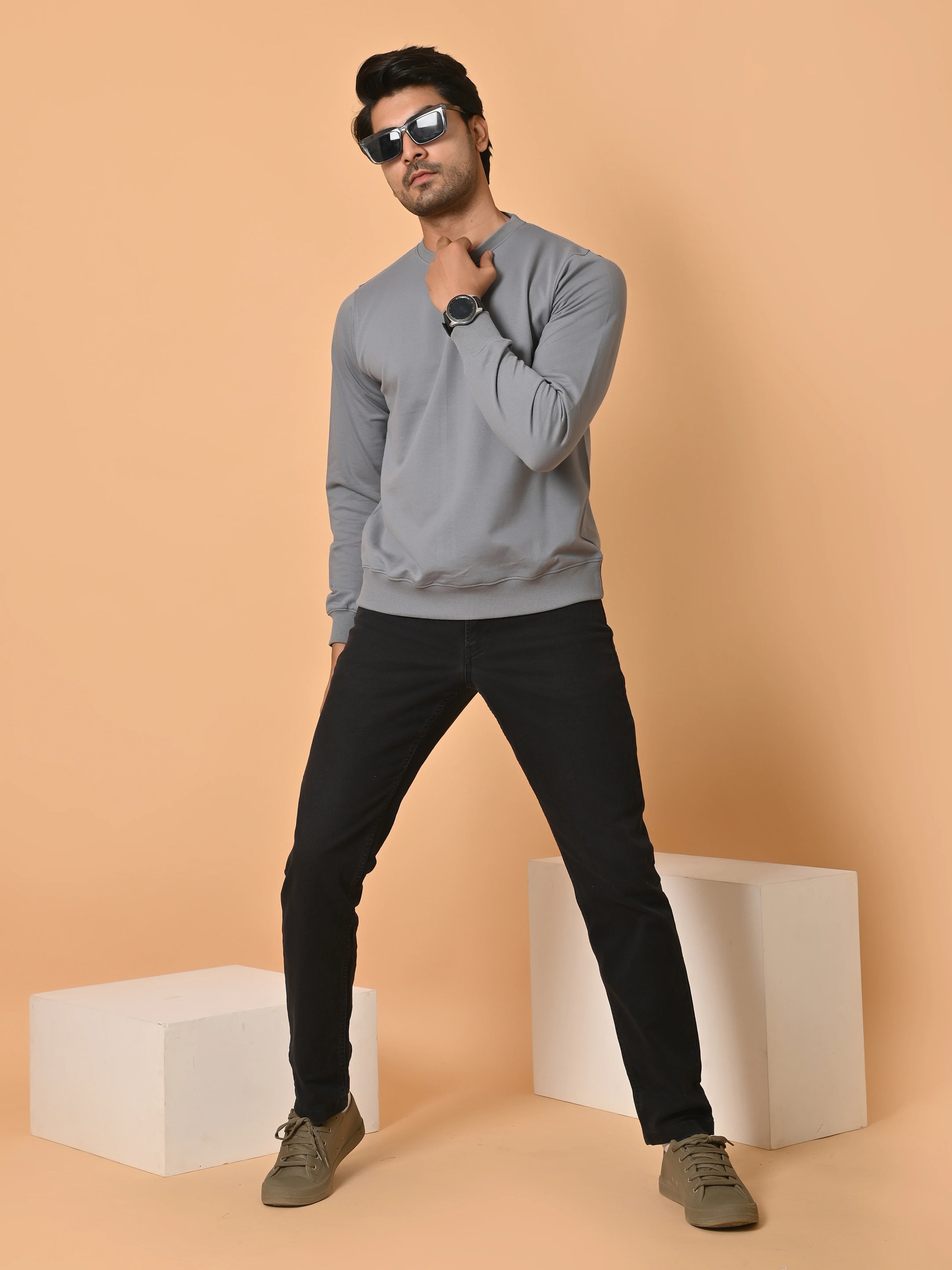 Men's Grey Cotton Terry Sweatshirt