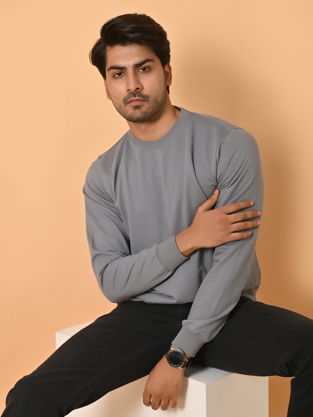 Men's Grey Cotton Terry Sweatshirt