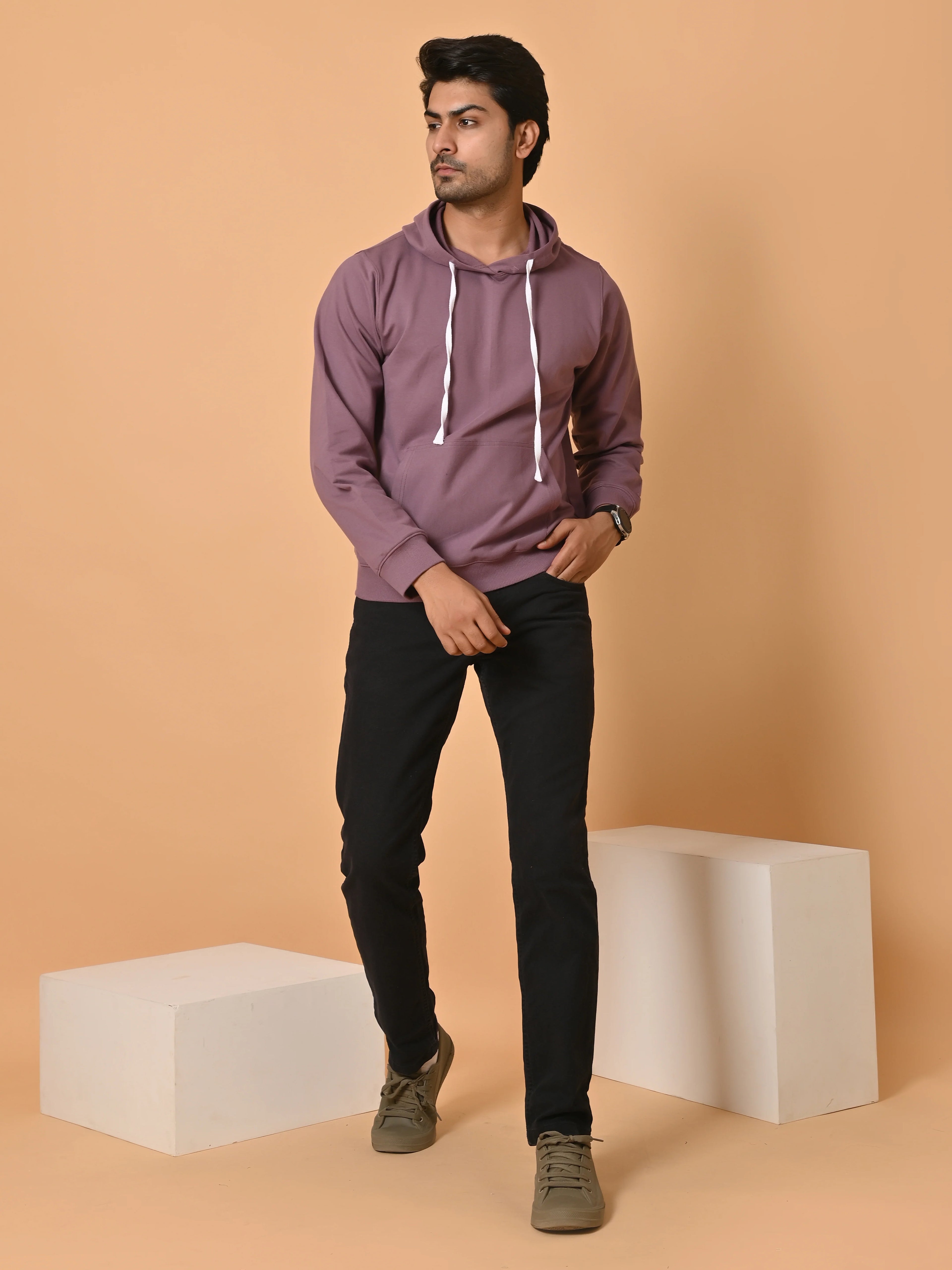 Men's Dark Lavender Cotton Fleece Hoodie