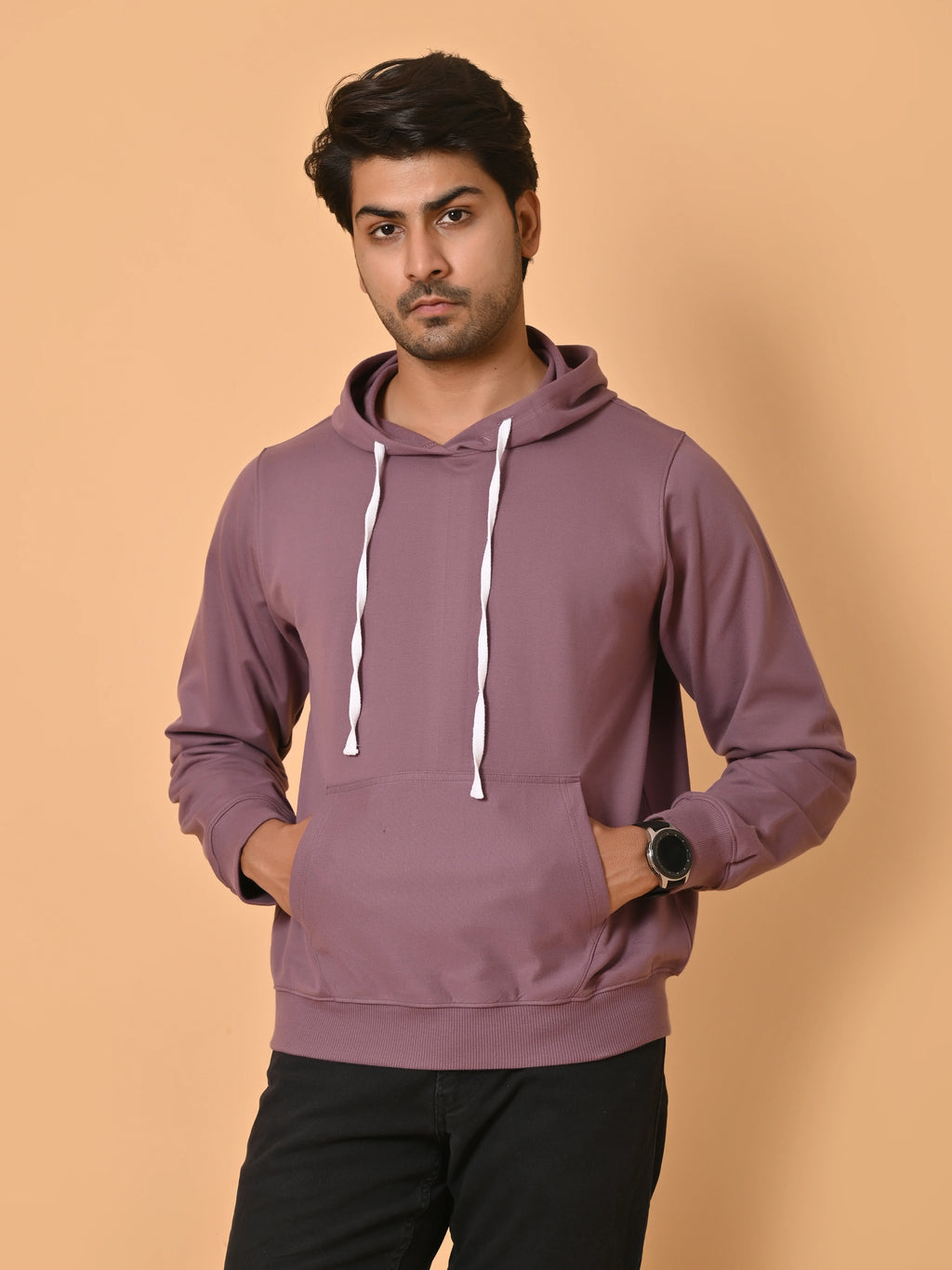 Men's Dark Lavender Cotton Fleece Hoodie