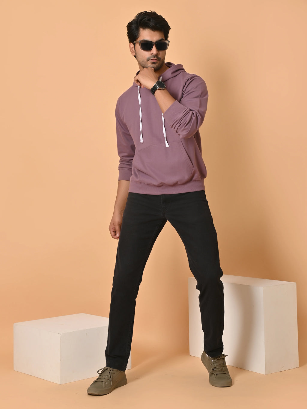 Men's Dark Lavender Cotton Fleece Hoodie