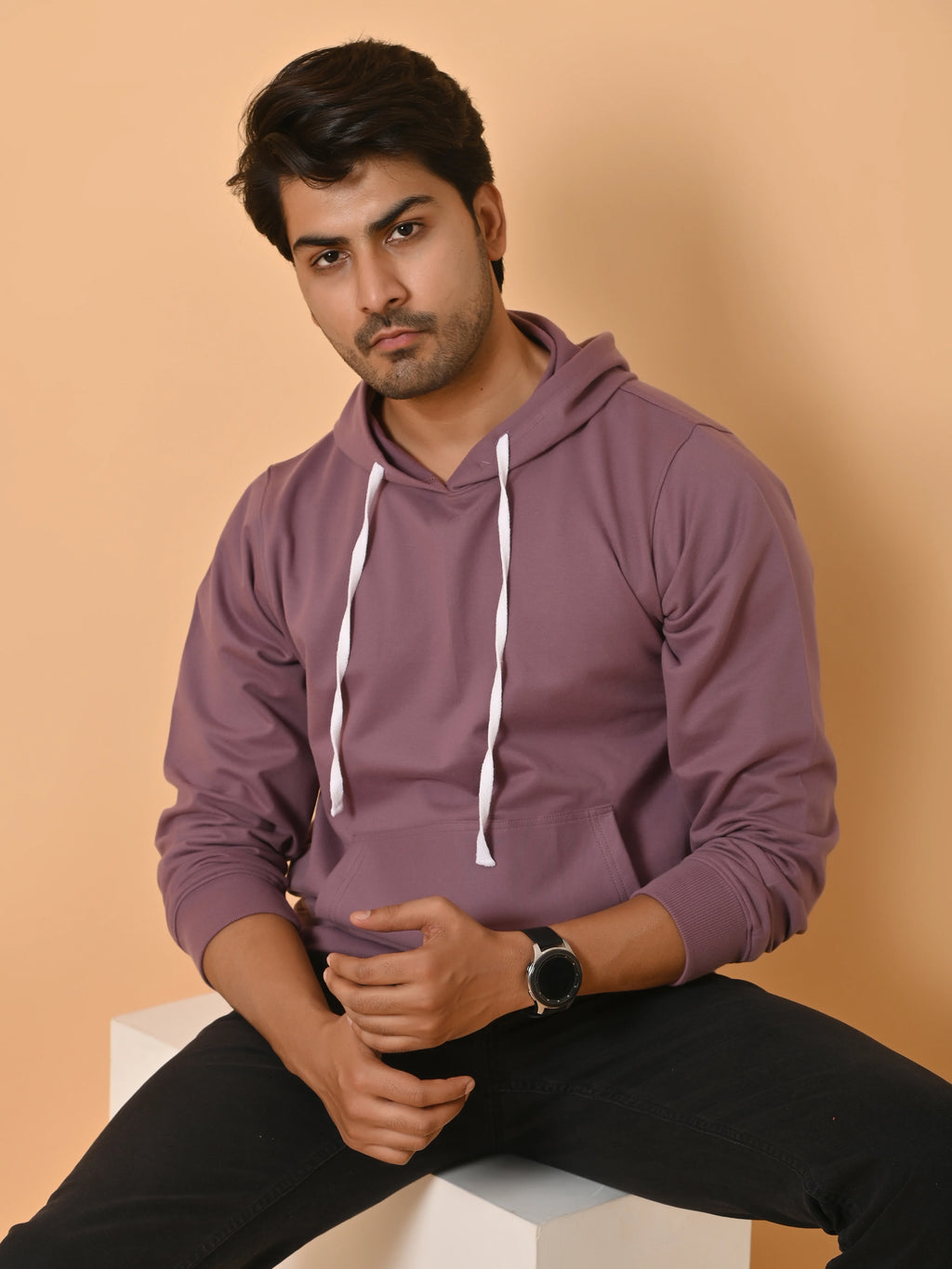 Men's Dark Lavender Cotton Fleece Hoodie