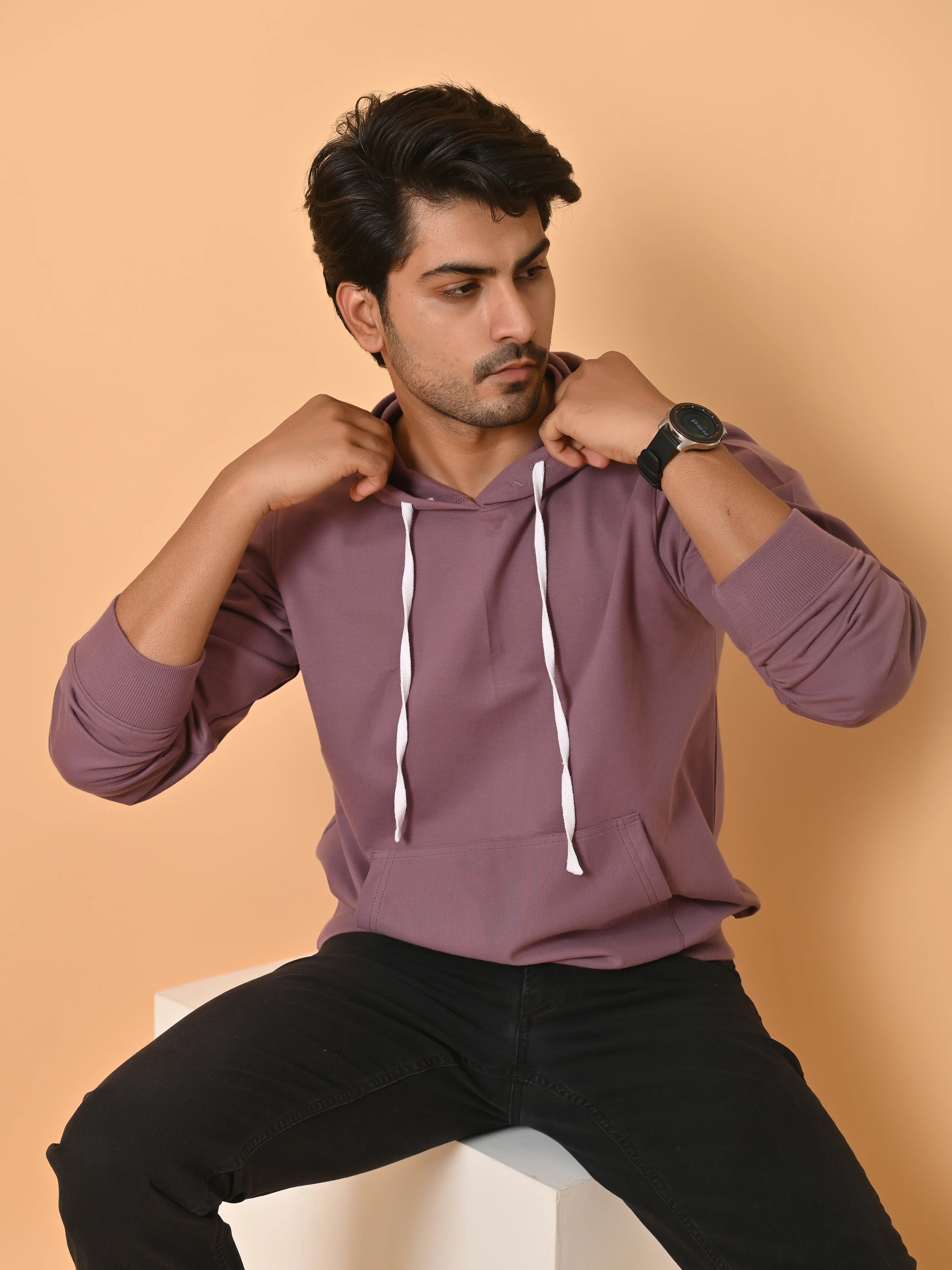 Men's Dark Lavender Cotton Fleece Hoodie