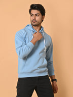 Men's Sky Blue Cotton Fleece Hoodie