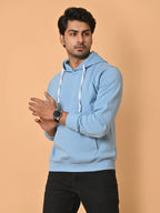 Men's Sky Blue Cotton Fleece Hoodie
