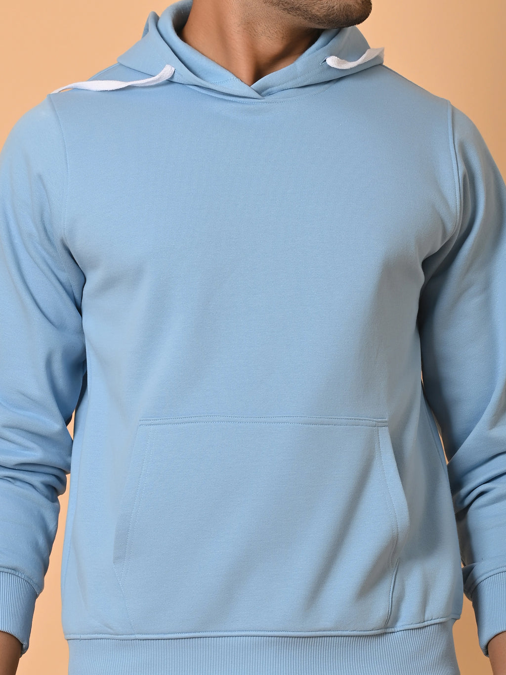 Men's Sky Blue Cotton Fleece Hoodie