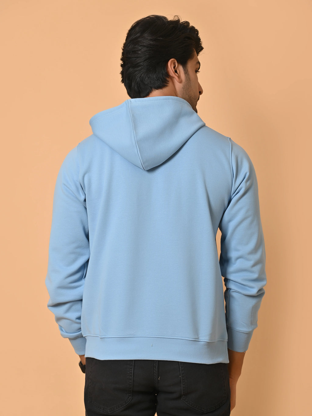 Men's Sky Blue Cotton Fleece Hoodie
