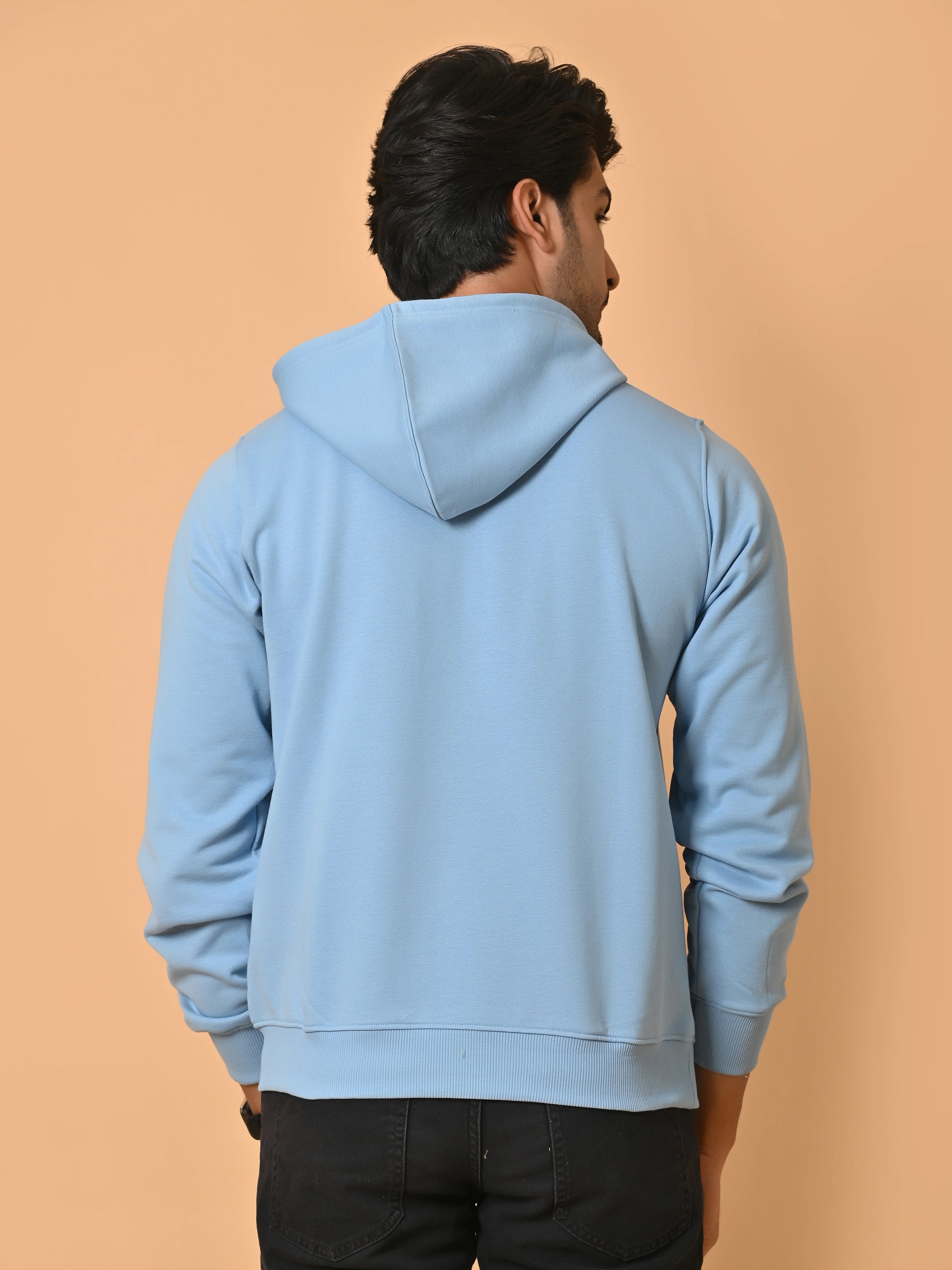 Men's Sky Blue Cotton Fleece Hoodie