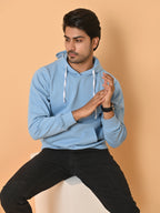 Men's Sky Blue Cotton Fleece Hoodie