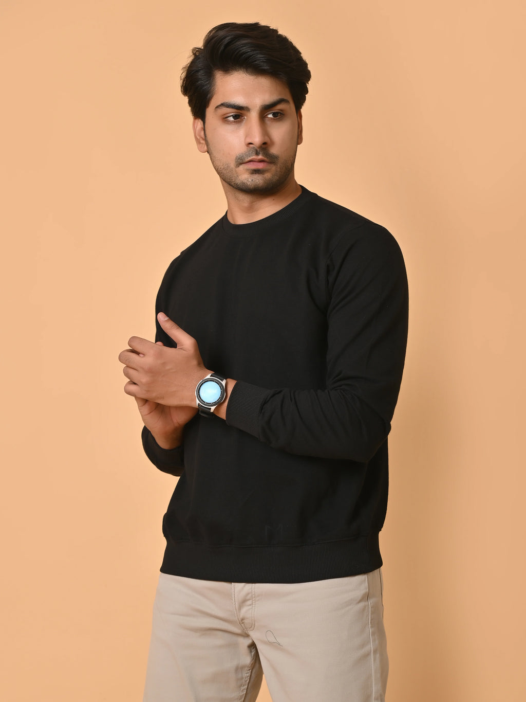 Men's Black Cotton Terry Sweatshirt