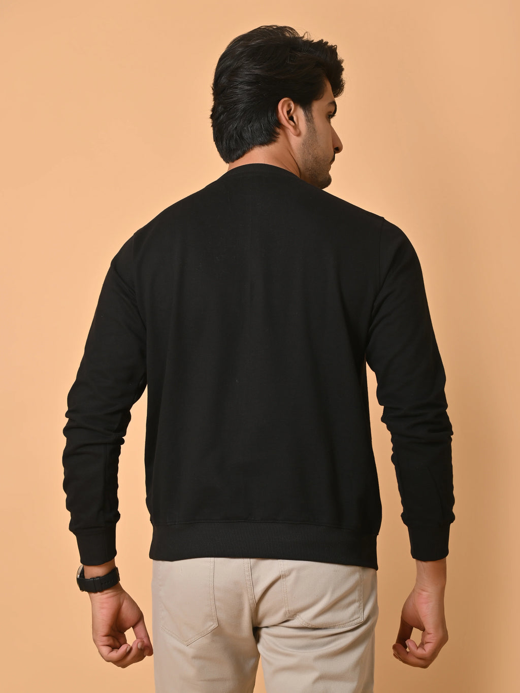 Men's Black Cotton Terry Sweatshirt