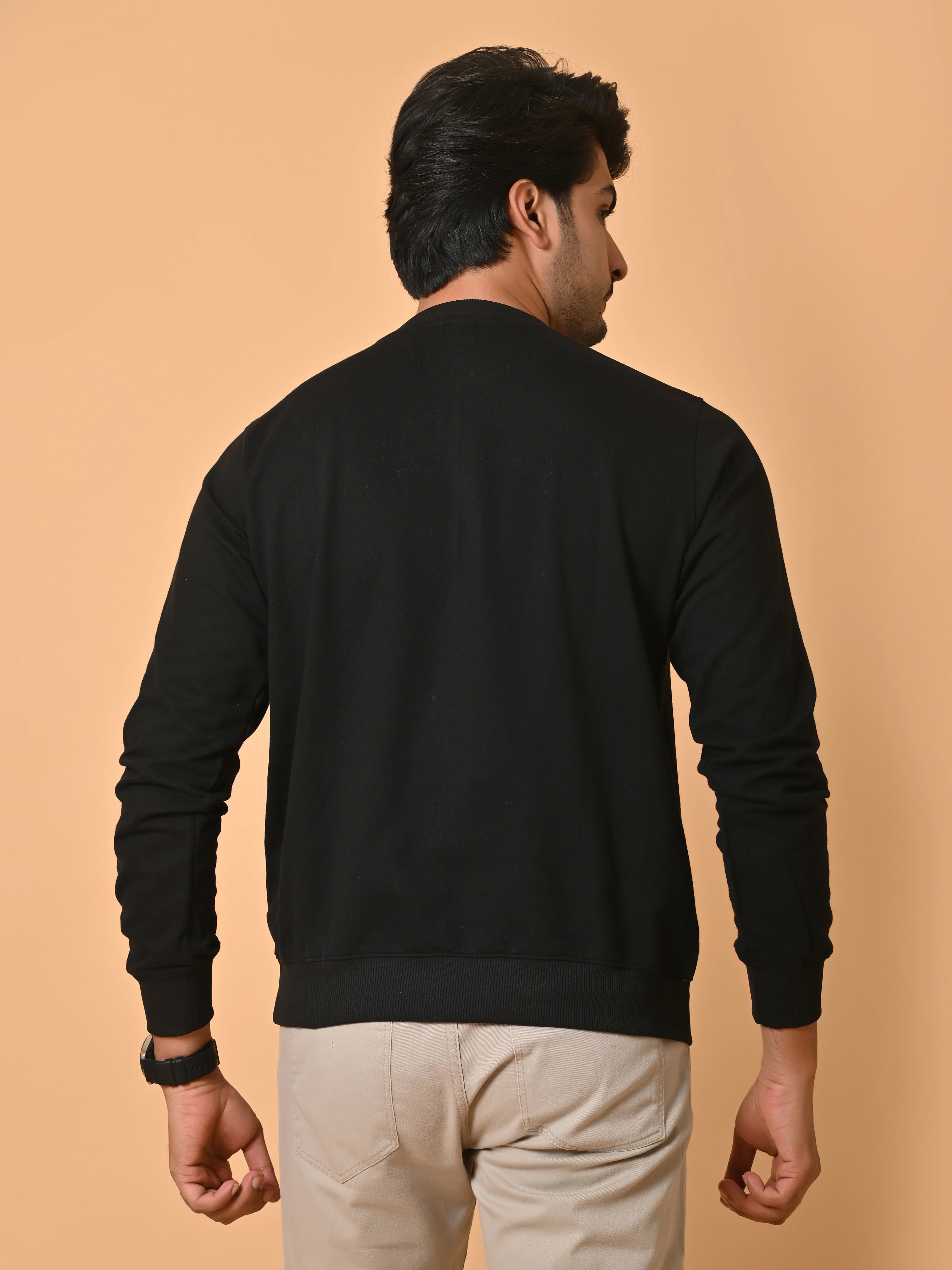 Men's Black Cotton Terry Sweatshirt
