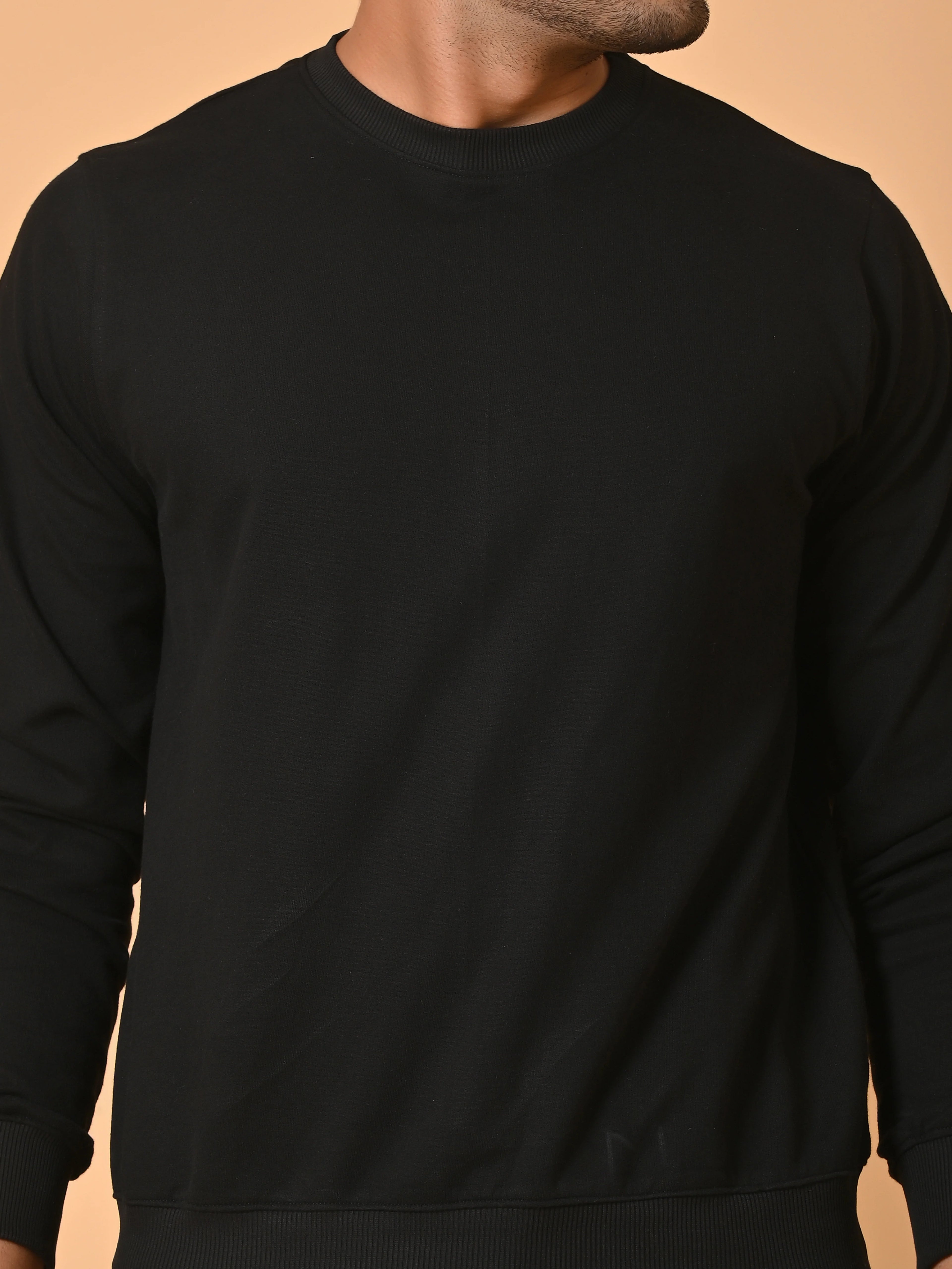 Men's Black Cotton Terry Sweatshirt