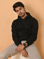Men's Black Cotton Fleece Hoodie