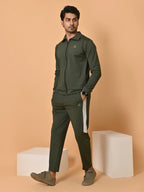 Men's Army Green Lycra Tracksuit