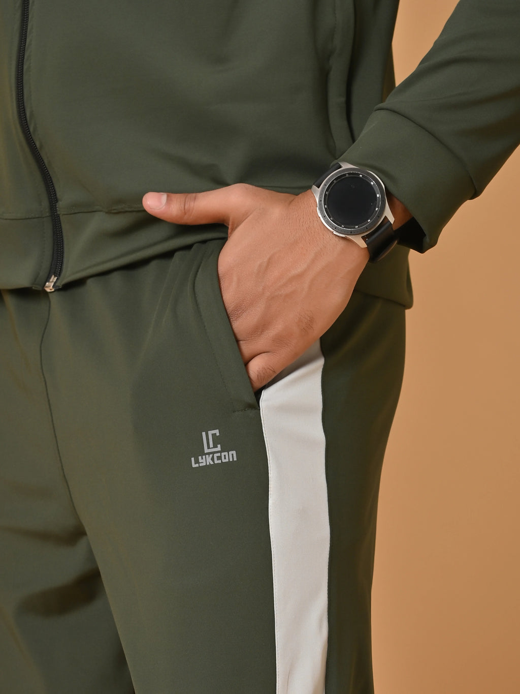 Men's Army Green Lycra Tracksuit