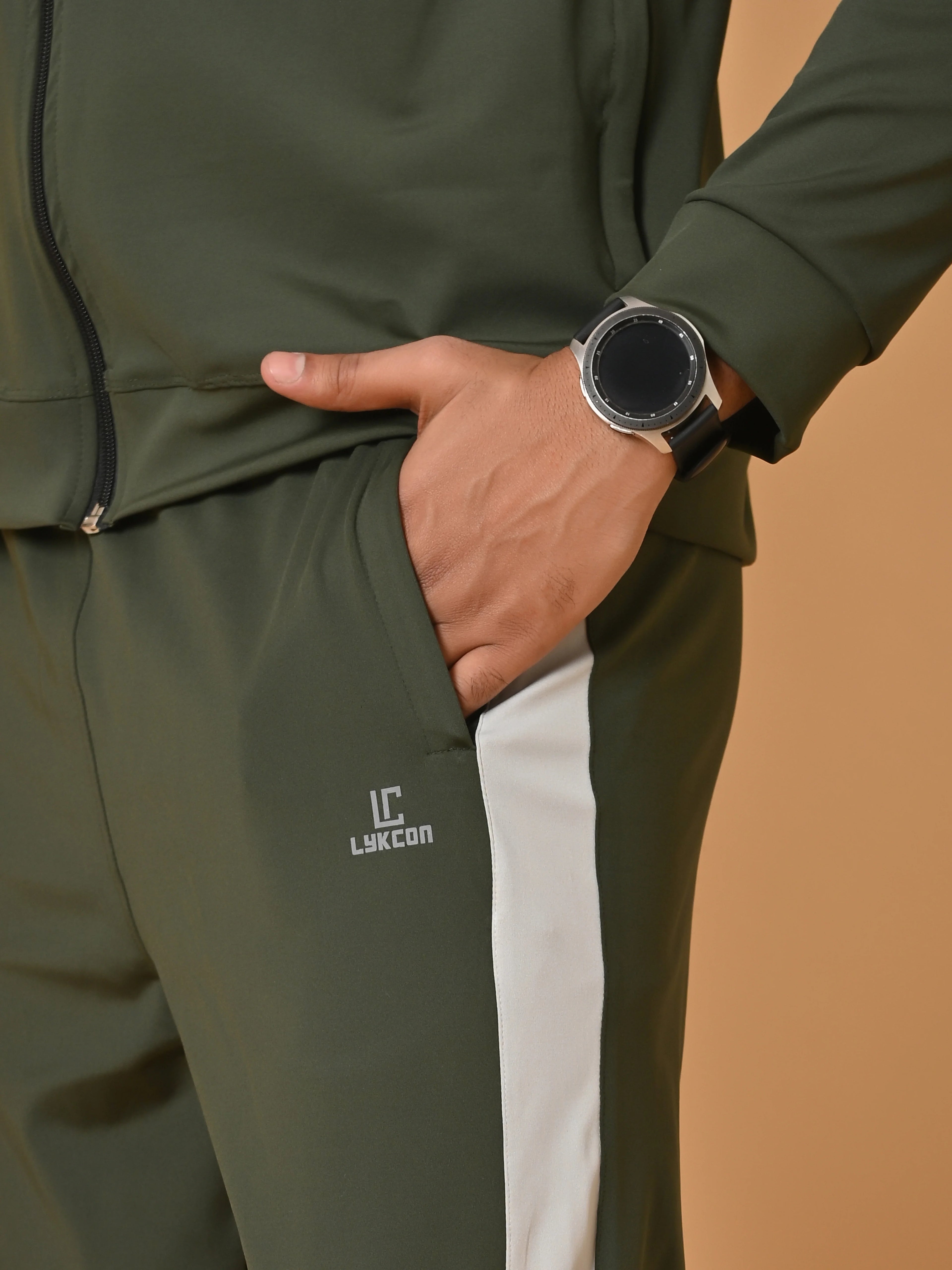 Men's Army Green Lycra Tracksuit