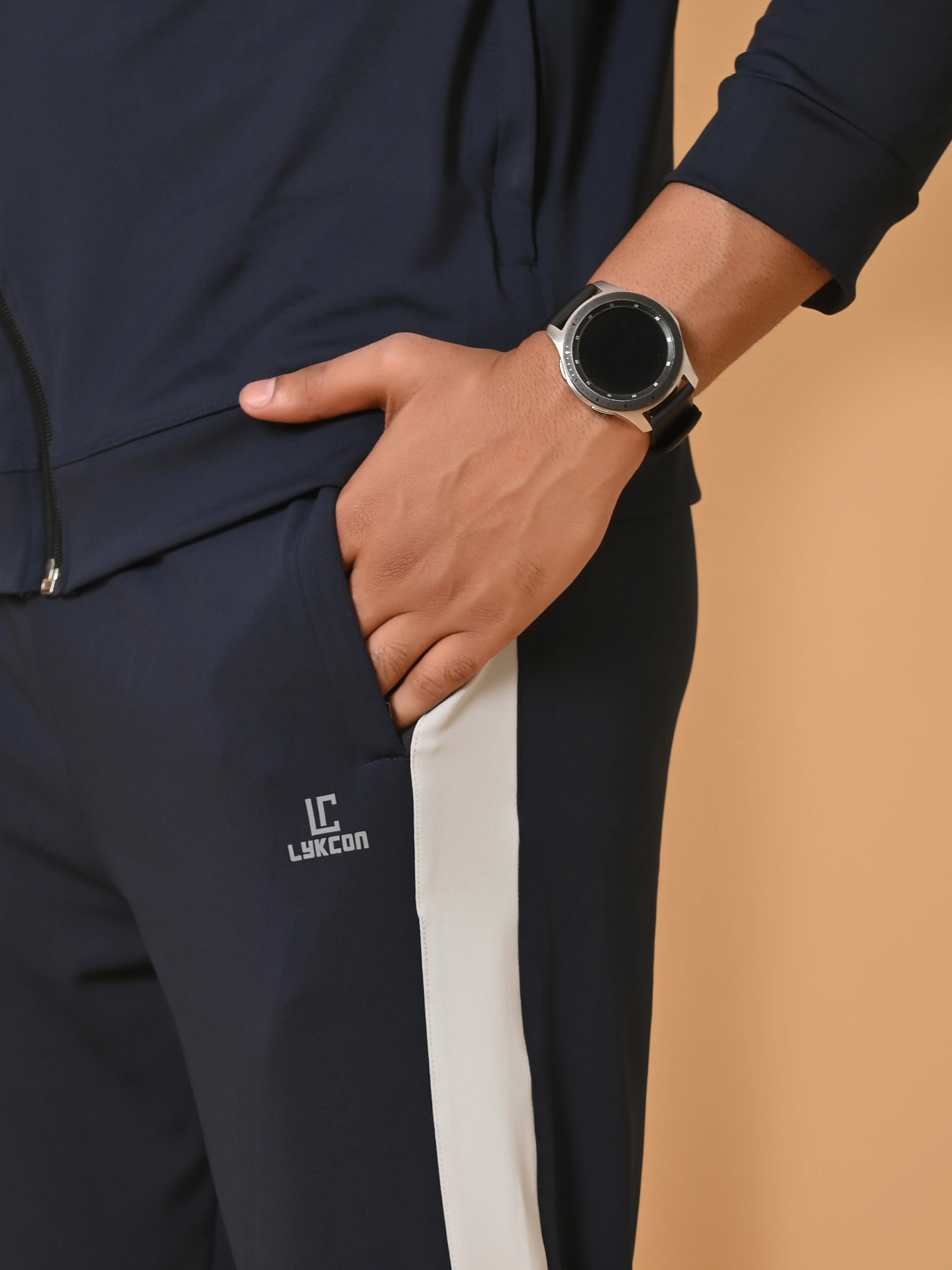 Men's Navy Blue Lycra Tracksuit