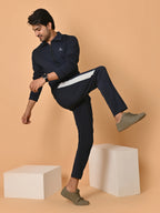 Men's Navy Blue Lycra Tracksuit