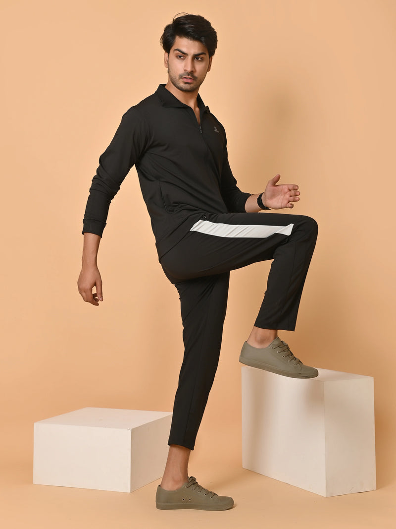 Men's Bold Black Lycra Tracksuit