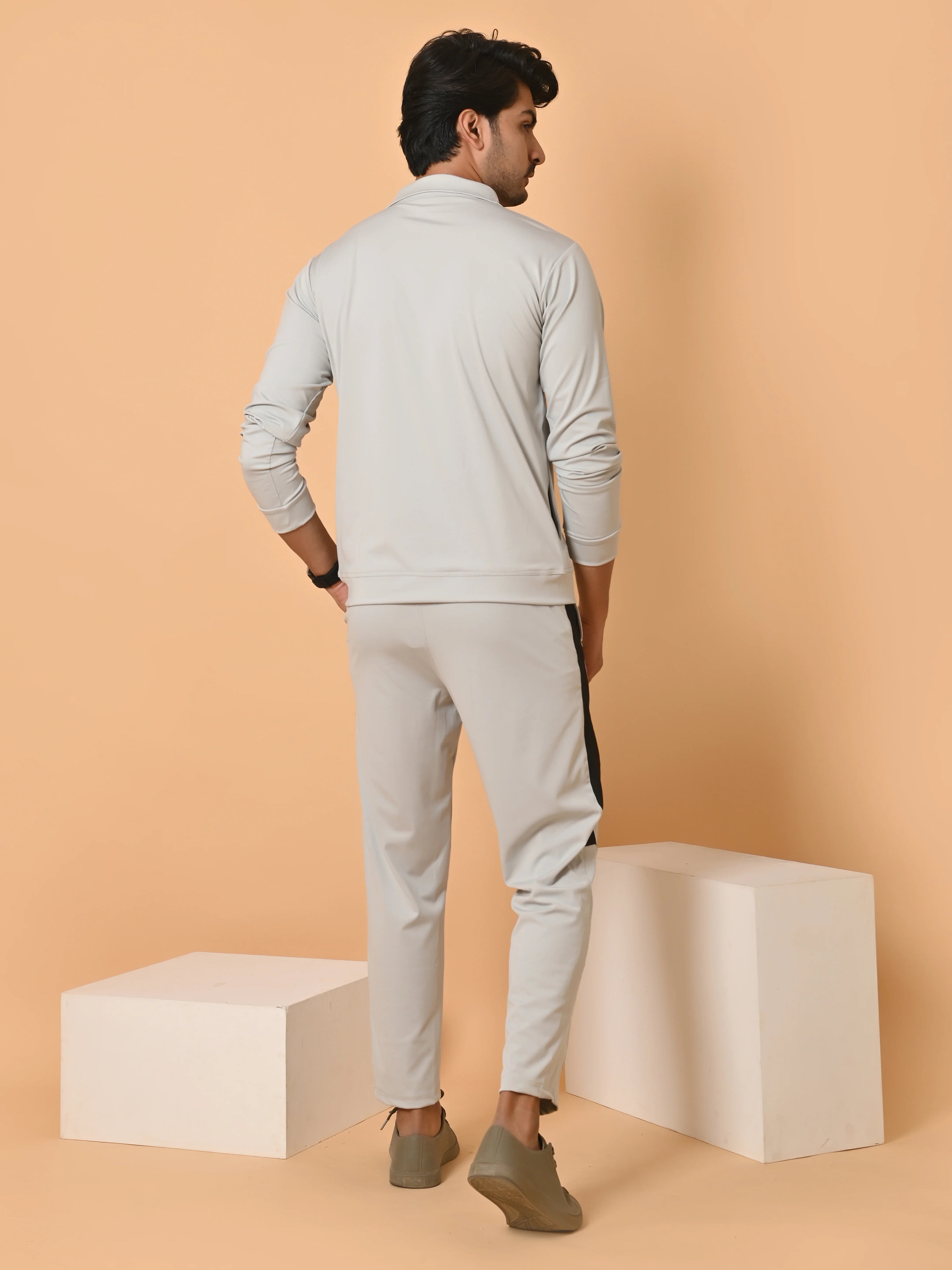 Men's Light Grey Lycra Tracksuit